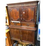 AN ANTIQUE ADAMS STYLE MAHOGANY SIDE CABINET ORIGINALLY PURCHASED FROM THE ESTATE SALE OF CHARLES