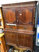 AN ANTIQUE ADAMS STYLE MAHOGANY SIDE CABINET ORIGINALLY PURCHASED FROM THE ESTATE SALE OF CHARLES