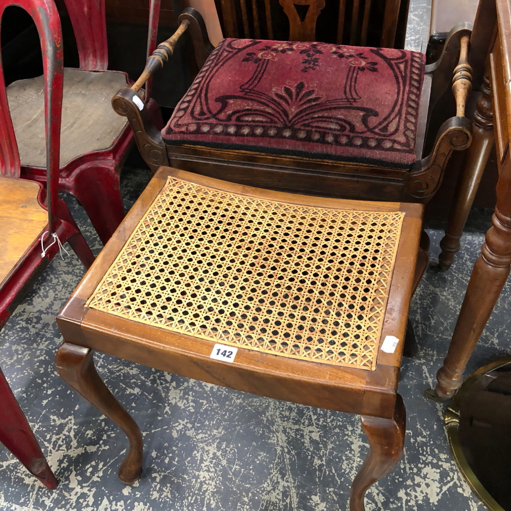 A PIANO STOOL AND A DRESSING STOOL.