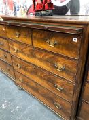 A 19th C. MAHOGANY CHEST OF DRAWERS WITH BRUSHING SLIDE.