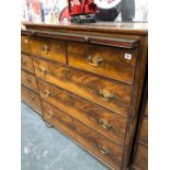 A 19th C. MAHOGANY CHEST OF DRAWERS WITH BRUSHING SLIDE.