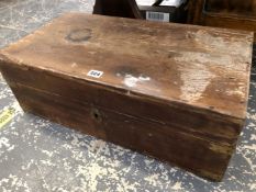 A SMALL TEAK TOOL BOX.