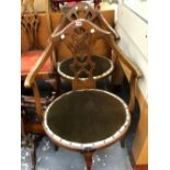 A PAIR OF EDWARDIAN SALON ARM CHAIRS.