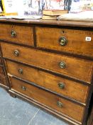 AN EDWARDIAN MAHOGANY AND INLAID CHEST OF DRAWERS.