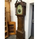 A 19th C. PAINTED PINE CASED LONG CASE CLOCK.
