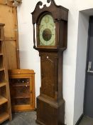 A 19th C. PAINTED PINE CASED LONG CASE CLOCK.