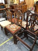 EIGHT VARIOUS 19th C. DINING CHAIRS.