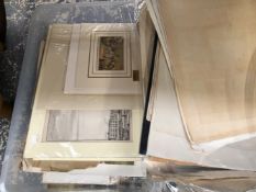 A QUANTITY OF VARIOUS MOUNTED ANTIQUE AND LATER PRINTS AND ENGRAVINGS.