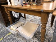 A PINE KITCHEN TABLE.