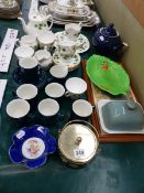 COLCLOUGH IVY PATTERN TEA WARES, IMPACT COFFEE CUPS, CROWN DEVON LEAF DISH AND OTHER ITEMS