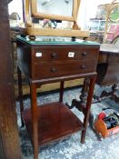 A SMALL ART DECO TWO DRAWER SIDE TABLE.