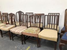 ELEVEN VARIOUS 19th CENTURY MAHOGANY DINING CHAIRS, INCLUDING PAIRS.