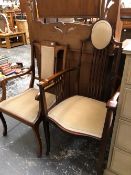 TWO EDWARDIAN SALON ARMCHAIRS.