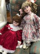 TWO LARGE LEONARDO COLLECTORS COSTUME DOLLS, CHLOE AND ELOISE.