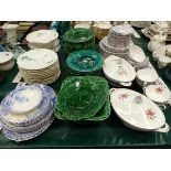 CABBAGE GREEN WARES, A PARIS PORCELAIN DESSERT SERVICE, A DOULTON PART SERVICE TOGETHER WITH BLUE