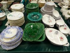 CABBAGE GREEN WARES, A PARIS PORCELAIN DESSERT SERVICE, A DOULTON PART SERVICE TOGETHER WITH BLUE