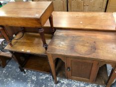 A WASH STAND, A BIDET, A SMALL OCCASIONAL TABLE, A STANDARD LAMP AND A TILE TOP TABLE.