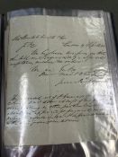 A COLLECTORS ALBUM OF 19th CENTURY PRE STAMP LETTERS. (over 50 letters)