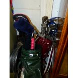 TWO SETS OF GOLF CLUBS ETC