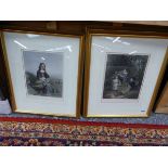 FOUR GILT FRAMED HAND COLOURED PRINTS OF VICTORIAN FIGURAL SUBJECTS. SIZES VARY (4)