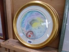 HAROLD SHARP. AFTER MARJORY LESTER. TWO CIRCULAR ABSTRACT WORKS. D.19cms (2)