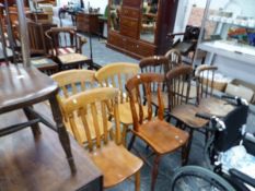 THREE WHEEL BACK AND EIGHT OTHER VARIOUS KITCHEN CHAIRS