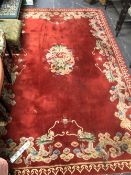 A GOOD QUALITY CHINESE CARPET. 307 x 196cms