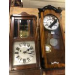 THREE ANTIQUE WALL CLOCKS.