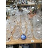 A QUANTITY OF VARIOUS CUT GLASS DRINKING WARES ETC.