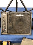 A TORQUE TM100D STAGE MONITOR TOGETHER WITH TORQUE T515 PA UNIT AND A PAIR TORQUE TZ1012 SPEAKERS.