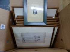 A SMALL COLLECTION OF ANTIQUE FRAMED FASHION PLATES, ETC