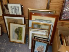 A LARGE COLLECTION OF DECORATIVE FURNISHING PICTURES AND PAINTINGS, INCLUDING AN EARLY 20th.C.