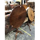 TWO 19th C. MAHOGANY TILT TOP TRIPOD WINE TABLES