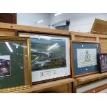 THREE FRAMED PICTURES RELATING TO THE R.A.F 54 SQUADRON ONE OF JETS IN FLIGHT WITH CREW SIGNATURES