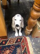 A QUANTITY OF VARIOUS CHINAWARE'S INCLUDING A LARGE DOG FIGURE.