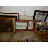 A GROUP OF ANTIQUE AND LATER PRINTS, FRAMED CERTIFICATES ETC.