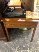 AN ANTIQUE FRUITWOOD SINGLE DRAWER SIDE TABLE ON SQUARE LEGS. W 72 x D 50 x H 64cms.