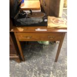 AN ANTIQUE FRUITWOOD SINGLE DRAWER SIDE TABLE ON SQUARE LEGS. W 72 x D 50 x H 64cms.