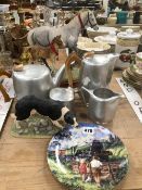 A PICQUOT WARE TEA SET, BORDER FINE ARTS COLLIE DOG,A HORSE FIGURE ETC.