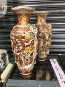 A PAIR OF JAPANESE SATSUMA LARGE VASES.