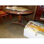 A VICTORIAN BREAKFAST TABLE AND A PAINTED TOY BOX.