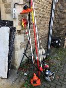 PETROL HEDGE CUTTER TWO PETROL STRIMMERS, BRANCH TOPPER, FRUIT PICKER ETC