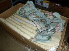 FIVE ROLLS OF COLEFAX AND FOWLER WALLPAPER, TOGETHER WITH CURTAINS ETC.