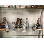 A LLADRO FIGURINE, FOUR NAO FIGURINES AND THREE CAPODIMONTE FIGURINES.