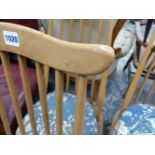 A SET OF FOUR ERCOL STICK BACK DINING CHAIRS