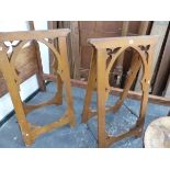A PAIR OF NEOGOTHIC PINE A-FRAME TRESTLES. H 113cms.