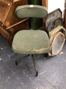 A TANSAD CHAIR CO ADJUSTABLE ROTARY DESK CHAIR ON FOUR TUBULAR METAL LEGS