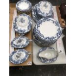 A BLUE AND WHITE ANTIQUE PART DINNER SERVICE.