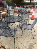 WROUGHT IRON TABLE AND FOUR CHAIRS 920mm