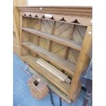 A PINE ENCLOSED DRESSER BACK WITH THREE SHELVES. W 53.5 x D 33 x H 127cms.